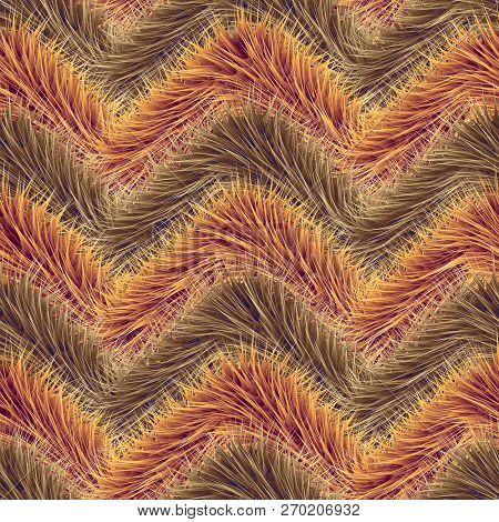 Seamless Of Beige Vector Furry Pattern. Fluffy Background. Safari Backdrop