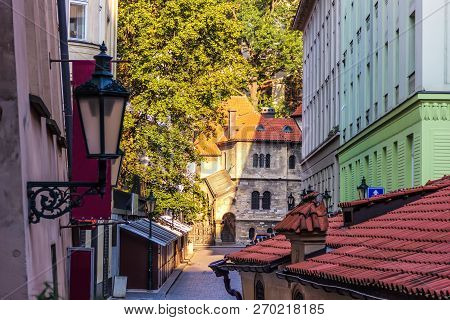 Jewish District And Old Synagogue In Prague Downtown