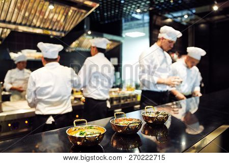 Tokyo, Japan - January 09, 2018: Japanese Chefs Are Cooking In The Restaurant The Most Popular Delic
