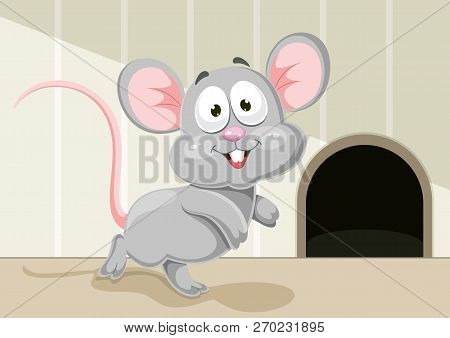 Vector Illustration Of Cute And Funn Cartoon Mouse