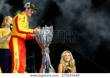 November 18, 2018 - Homestead, Florida, USA: Joey Logano (22) celebrates after winning the Monster Energy NASCAR Cup Series Championship after winning the Ford 400 at Homestead-Miami Speedway 