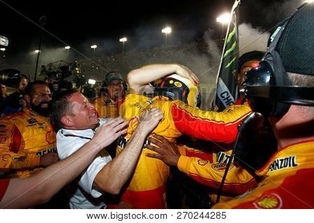 November 18, 2018 - Homestead, Florida, USA: Joey Logano (22) celebrates after winning the Monster Energy NASCAR Cup Series Championship after winning the Ford 400 at Homestead-Miami Speedway 