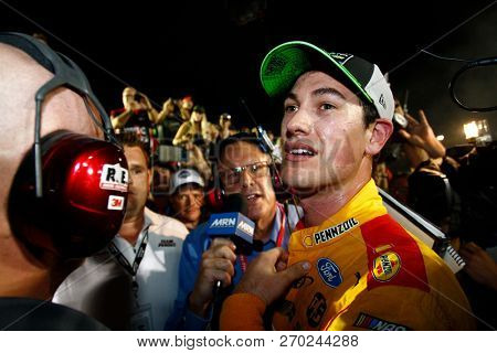 November 18, 2018 - Homestead, Florida, USA: Joey Logano (22) celebrates after winning the Monster Energy NASCAR Cup Series Championship after winning the Ford 400 at Homestead-Miami Speedway 