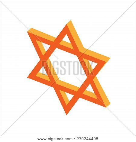 Isometric Flat Hanukkah Star Of David, Jewish Holidays Icon. Illustration Of Element For Hanukkah In