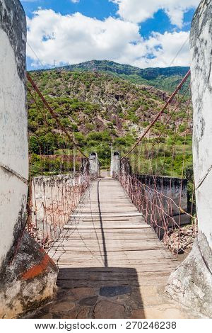 Bridge In Jordan Village In Chicamocha River Canyon In Colombia