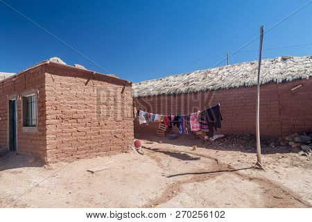 Adobe Houses In Cerrillos Village On Bolivian Altiplano