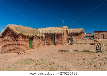 Adobe Houses In Cerrillos Village On Bolivian Altiplano