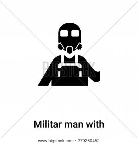 Militar Man With Protection Icon Vector Isolated On White Backgr