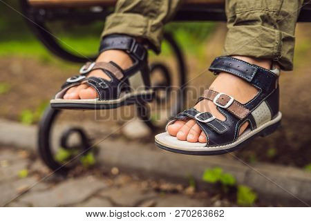 Childrens Orthopedic Shoes On The Boys Feet