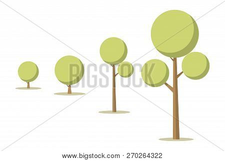 Vector Illustration Cartoon Tree Growth Concept. Illustration Stepwise Growth Tree. Image Tree Diffe