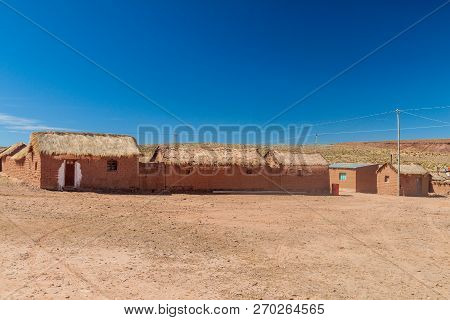 Adobe Houses In Cerrillos Village On Bolivian Altiplano