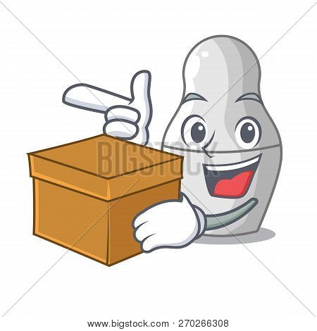 With Box Unpainted Nested Russian Dolls On Cartoon
