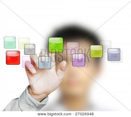 Hand drängen auf eine Screenschnittstelle