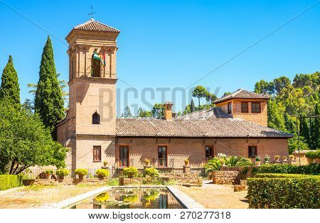 Granada, Spain - August 26, 2014: The Alhambra, View Of The Parador Palace