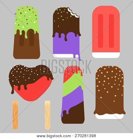 Ice Cream Maker. Wood Sticks And Popsicles Template, Vector Illustration