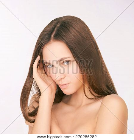 Young Beautiful Girl. Cosmetology Skin Care. White Woman