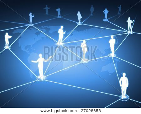 operaio in piedi su una connessione virtuale, rete