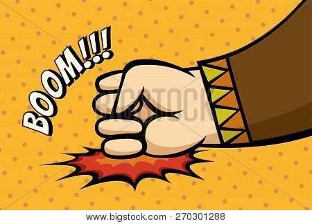 Fisticuff Comic Book Pop Art, Vector Illustration. Fist Boom.