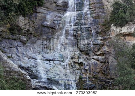 The Waterfall Cascade Du Voile De La Mariee In Corsica, France.