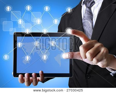 Homme d'affaires tactile Touchpad arrière