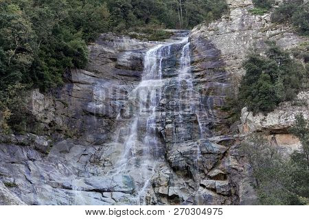 The Waterfall Cascade Du Voile De La Mariee In Corsica, France.