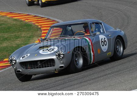 Mugello, It, November, 2007: Unknown Run With Old 1960s Ferrari 250 At Mugello Circuit In Italy Duri