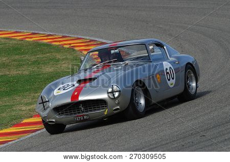 Mugello, It, November, 2007: Unknown Run With Old 1960s Ferrari 250 At Mugello Circuit In Italy Duri