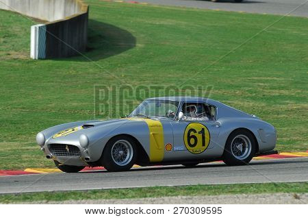 Mugello, It, November, 2007: Unknown Run With Old 1960s Ferrari 250 At Mugello Circuit In Italy Duri
