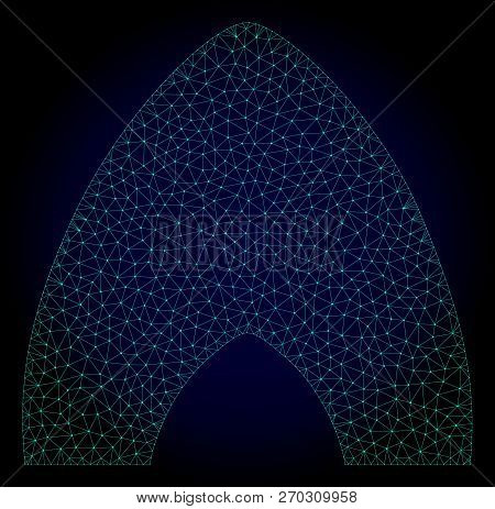 Mesh Igloo House Polygonal Illustration. Abstract Mesh Lines, Triangles And Points On Dark Backgroun