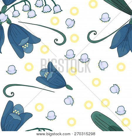 Seamless Pattern With Wild Flowers In The Style Of The Doodle