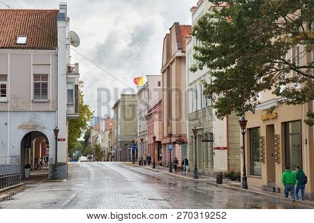 Klaipeda, Lithuania - September 22, 2018: View Of The Kurpiu Street In The Historical Center Of The 
