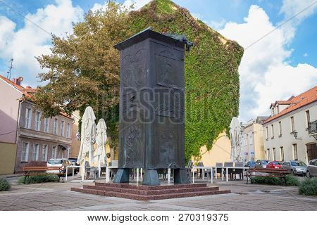 Klaipeda, Lithuania - September 22, 2018: Bronze Sculpture Known As Tower In The Historical Part Of 