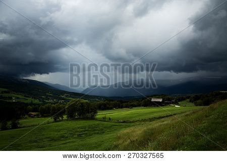 Heavy Stormy Sky Over Dovre Mountains, Norway.
