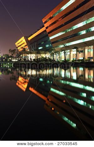 BANGKOK - DEC 20 : part of Government Complex Building shines at Dusk in Bangkok Thailand on Dec 20.2010 in Bangkok. Government Complex has 34 government units located at Chaeng Wattana St. in Bangkok.