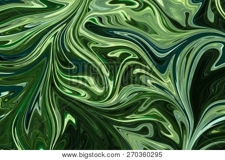 Liquify Abstract Pattern With Darkgreen, Forestgreen And Olivedrab Graphics Color Art Form. Digital 