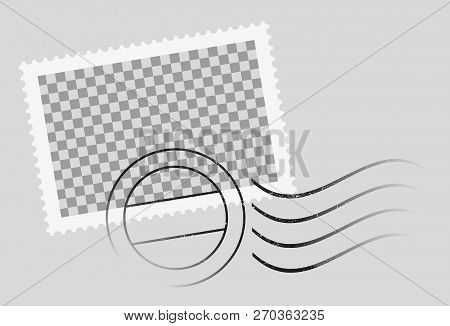 Postmarked Postage Stamp Template With Date Stamp Vector Illustration