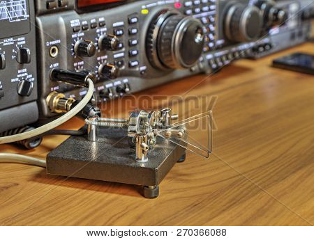 Modern High Frequency Radio Amateur Transceiver Closeup