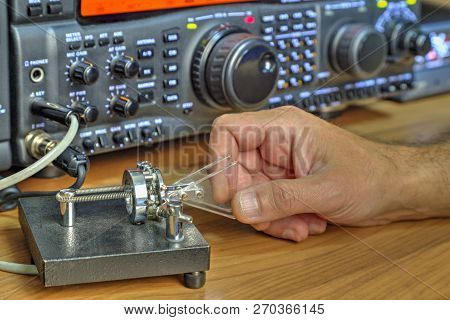 Modern High Frequency Radio Amateur Transceiver Closeup