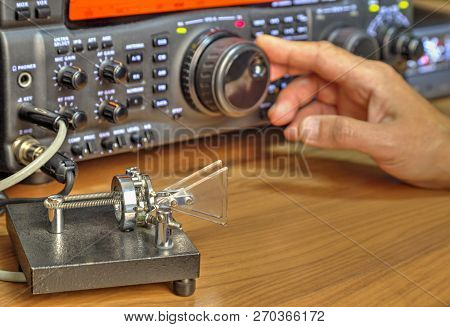 Modern High Frequency Radio Amateur Transceiver Closeup