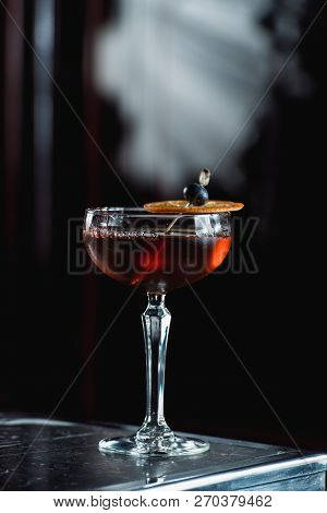 The Boulevardier Cocktail. On A Bar Desk
