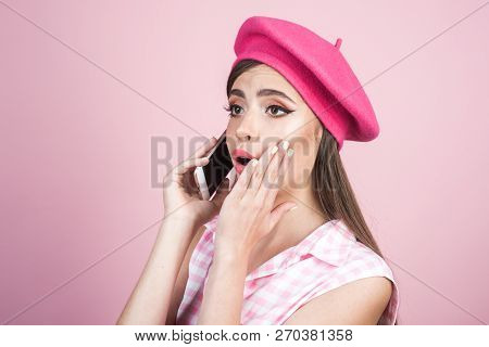 No Way. Pin Up Woman With Trendy Makeup. Retro Woman With Moneybox. Housewife. Pretty Girl In Vintag