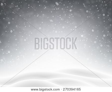 Grey Background With Winter Landscape And Snow For Seasonal, Chr