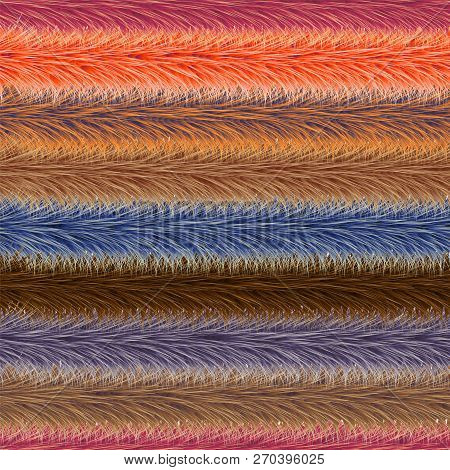 Seamless Of Violet Vector Furry Pattern. Fluffy Background