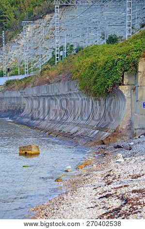 Sea Wall On The Black Sea In Tuapse Region