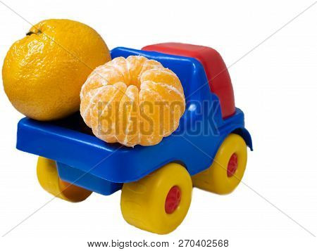 Truck Toy Car Full With Mandarines Tangerines