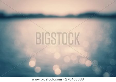 Sunset Time Over Blue Orange Black Sea Background