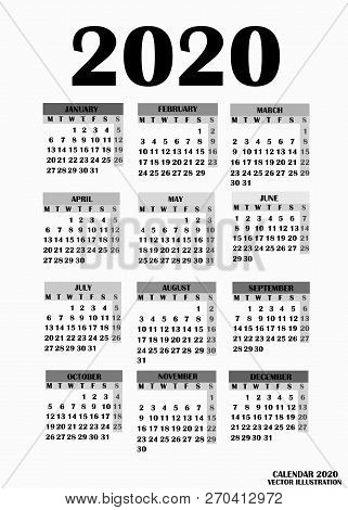Year 2019 Calendar. Simple Design For Calendar 2019. Calendar On White Background For Organization A