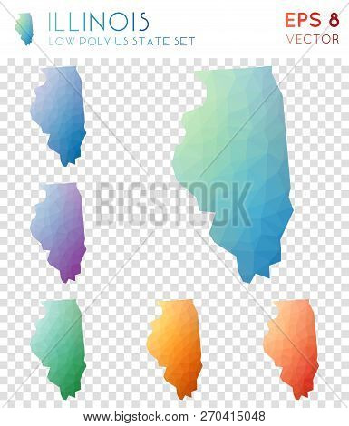 Illinois Geometric Polygonal Maps, Mosaic Style Us State Collection. Creative Low Poly Style, Modern