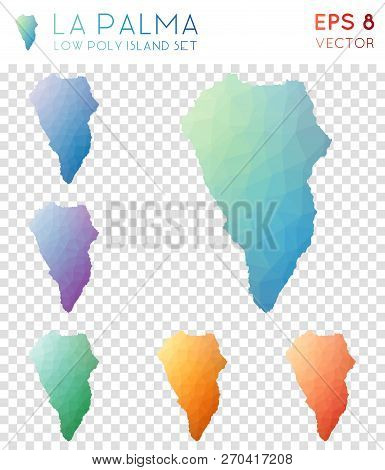 La Palma Geometric Polygonal Maps, Mosaic Style Island Collection. Awesome Low Poly Style, Modern De