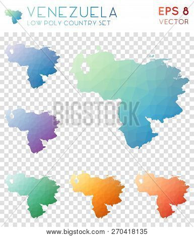 Venezuela Geometric Polygonal Maps, Mosaic Style Country Collection. Fabulous Low Poly Style, Modern